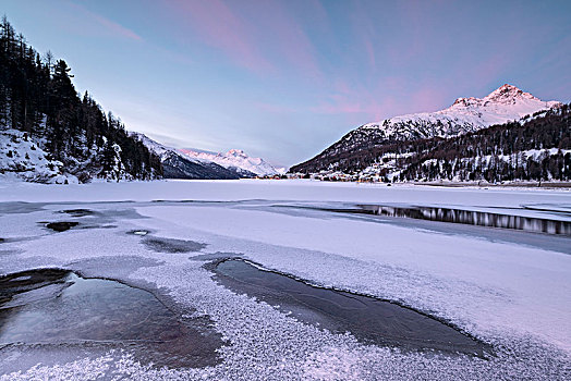 风景,冰冻,湖,恩加丁,瑞士