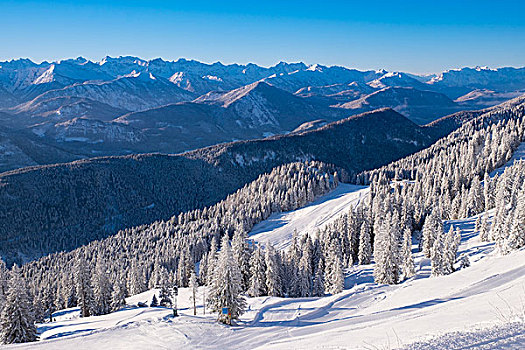 滑雪胜地,风景,兰格丽斯,巴伐利亚,上巴伐利亚,德国,欧洲