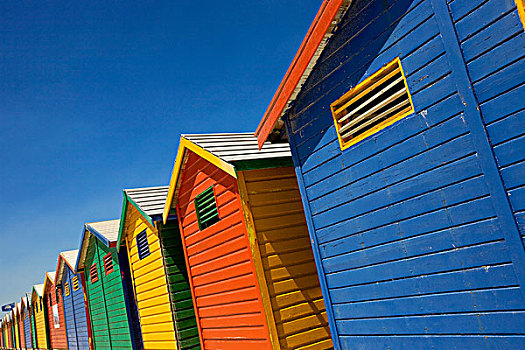 彩色,海滩,小屋,福尔斯湾,开普敦,西海角,南非,非洲