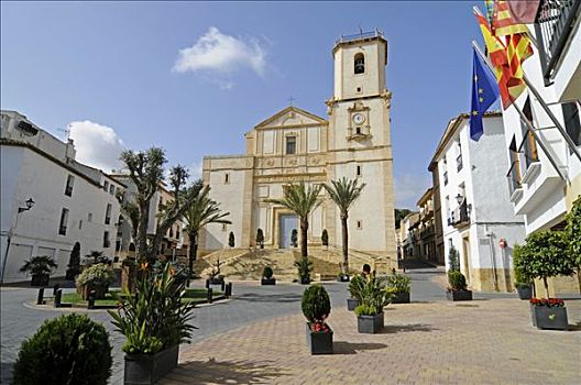 康塞普西翁,教堂,市政厅,围绕,城镇广场,阿利坎特,白色海岸,西班牙