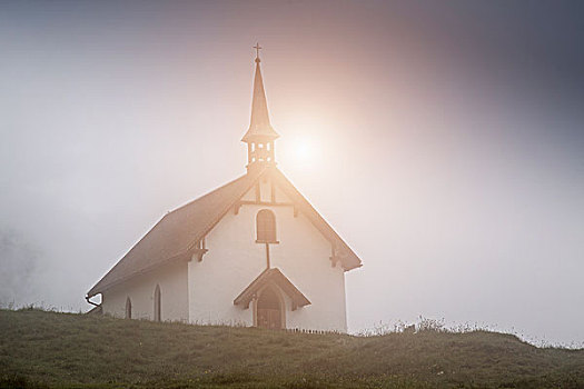 雾气,教堂,贝特默阿尔卑,瓦莱,瑞士