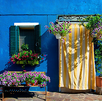 蓝色,房子,布拉诺岛