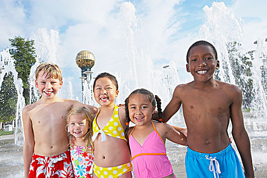 一群孩子,一起,水上公园,诺克斯维尔,田纳西,美国