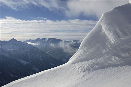 巨大,雪堆,高山,顶峰,阿尔卑斯山