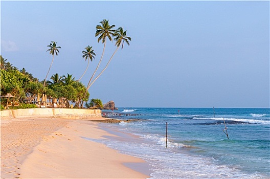 热带沙滩,斯里兰卡,日落