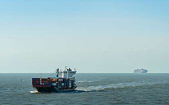 集装箱船,航行,北海,途中,鹿特丹,港口,荷兰
