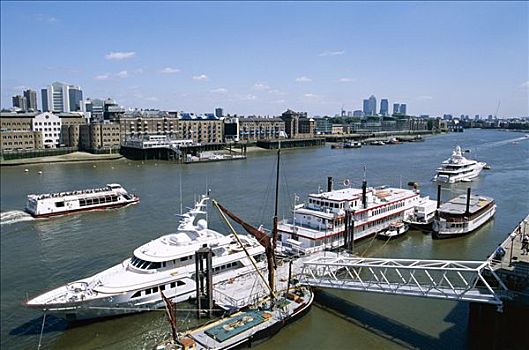 船,泰晤士河,港区,天际线,伦敦,英格兰