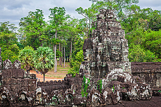 古老,石头,脸,巴扬寺,吴哥,柬埔寨