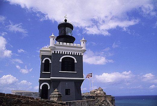 波多黎各,老,圣胡安,要塞,灯塔