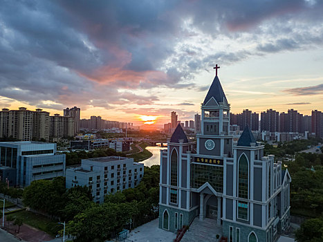 清晨时分的基督教惠州堂景观