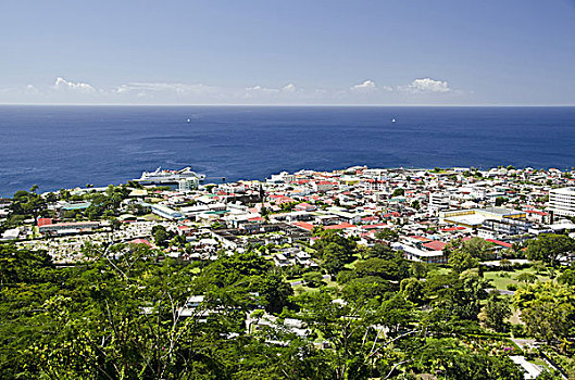 加勒比,多米尼克,罗索,城镇风光,俯视
