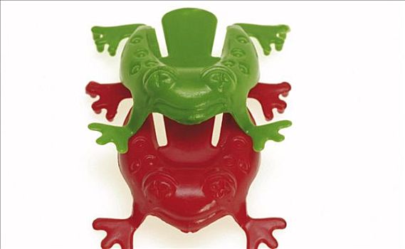 青蛙,红色,绿色,玩具,两个,人造,材质