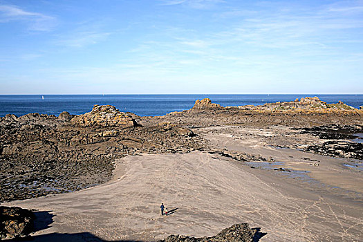 走,岩石,岸边