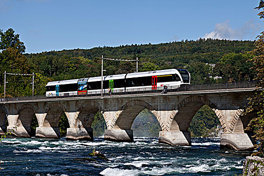 列车,桥,莱茵河,沙夫豪森,瑞士,欧洲