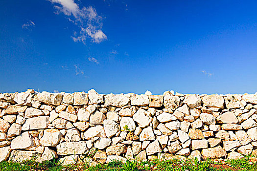 石墙,蓝天,省,阿普利亚区,意大利