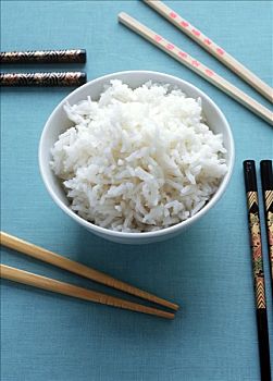 碗,米饭,筷子,旁侧