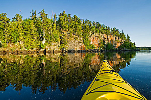 皮筏艇,湖,木,安大略省,加拿大