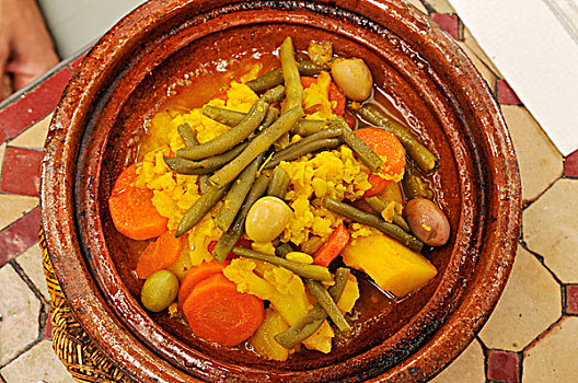 传统,塔津,盘子,蔬菜,橄榄,摩洛哥,北非