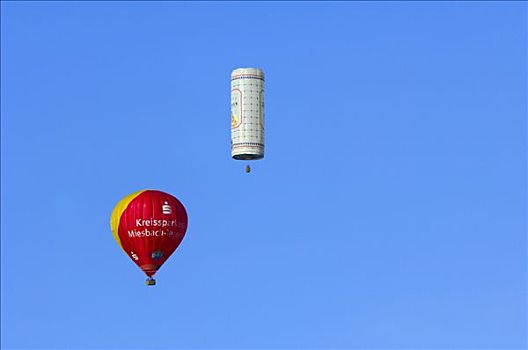 两个,热气球,蓝天,坏,上巴伐利亚,巴伐利亚,德国
