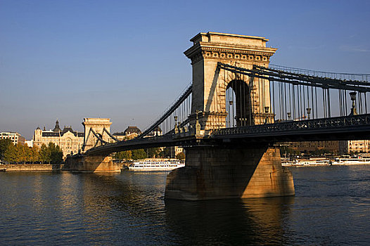 匈牙利,布达佩斯,多瑙河,链索桥