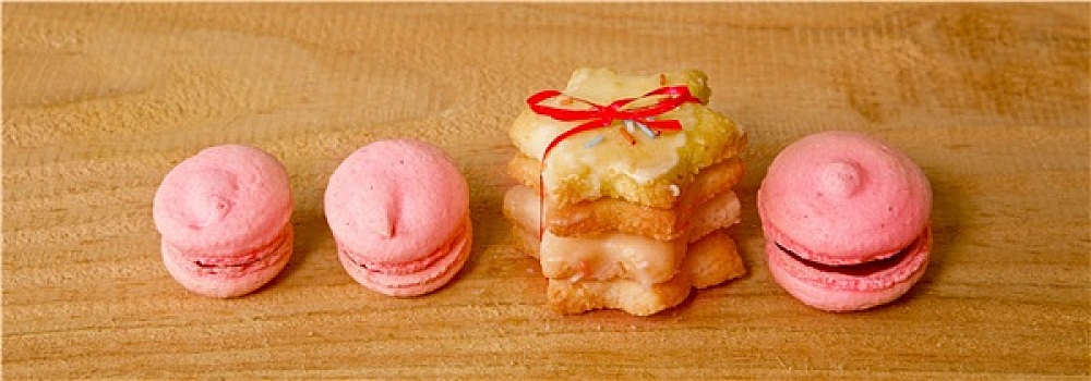 粉色,蛋白杏仁甜饼,圣诞曲奇,隔绝,木头,背景