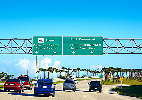 卡纳维拉尔角,可可,海滩,路标,佛罗里达,靠近,奥兰多,美国