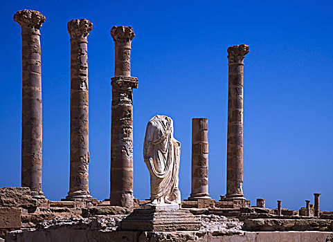 罗马,纪念碑,石头,雕塑,喷泉,庙宇,萨布拉塔,世界遗产,利比亚,北非