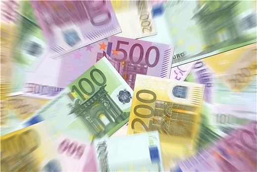 500欧元,钞票,纹理,放射状,模糊