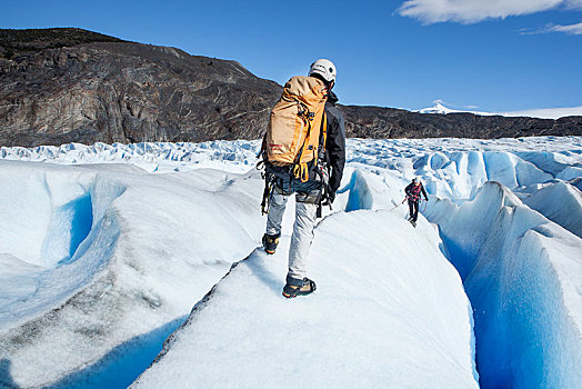 冰,攀登者,格里冰河,绳索,团队,托雷德裴恩国家公园,智利,南美