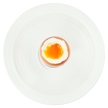 软煮蛋,蛋杯,白色背景,盘子