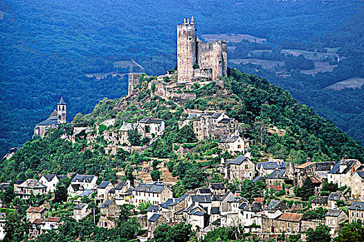 法国,阿韦龙省,中世纪,乡村,城堡,山谷