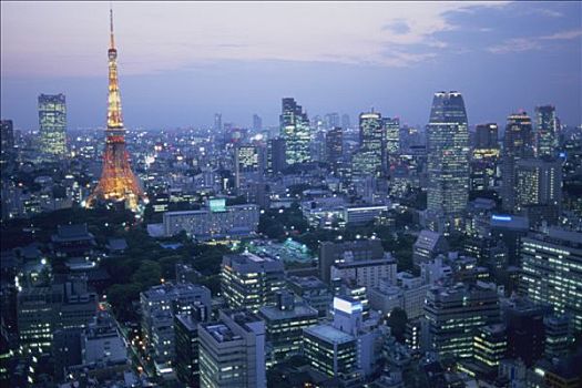 日本,东京,天际线,东京塔,航拍
