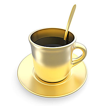 金色,咖啡杯