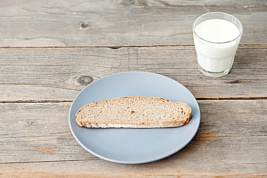 盘子,面包,牛奶杯