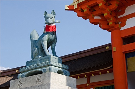 狐狸,雕塑,伏见,稻成,神祠,京都