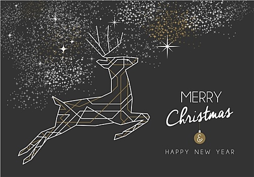 圣诞快乐,新年,鹿,艺术装饰,轮廓