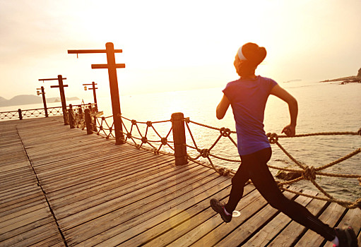 跑步,运动员,跑,女人,健身,日出,慢跑,锻炼,健康