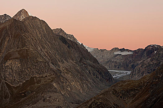冰河,支流,顶峰,瓦莱州,瑞士,欧洲