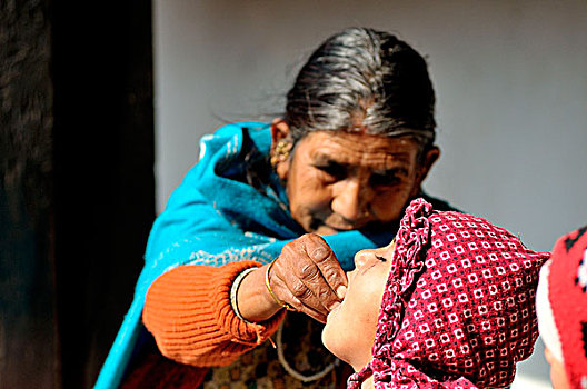 女人,头像,小女孩,尼泊尔