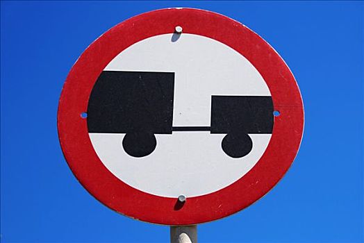 标识,卡车,拖车,禁止,罗德岛,希腊,欧洲