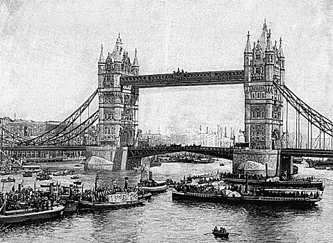 塔桥,打开,伦敦,英格兰,英国,欧洲
