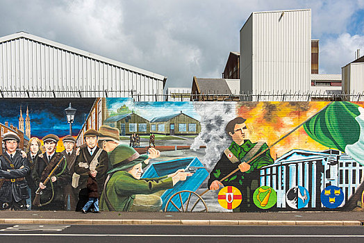 政治,涂鸦,墙壁,西部,贝尔法斯特,内战,天主教,安特里姆郡,北爱尔兰,英国