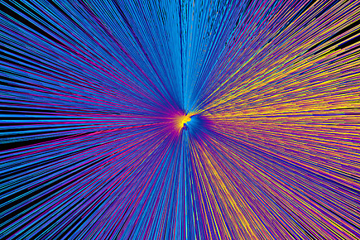 彩色线条组成发光放射状的抽象背景图