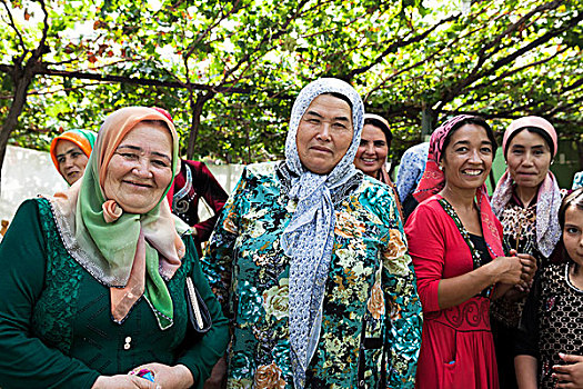 女人,穿,头巾,乌兹别克斯坦,亚洲