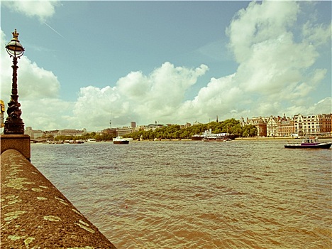 复古,看,泰晤士河,伦敦