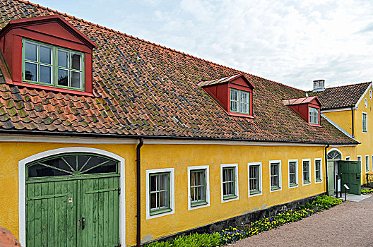 外景,黄色,传统,建筑,哥本哈根,丹麦