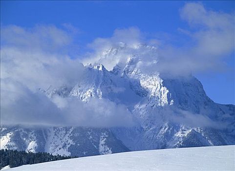 山,积雪,冬天,大台顿国家公园,怀俄明