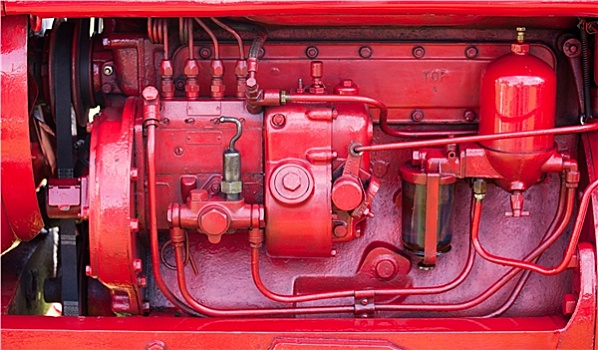 红色,引擎,老,拖拉机