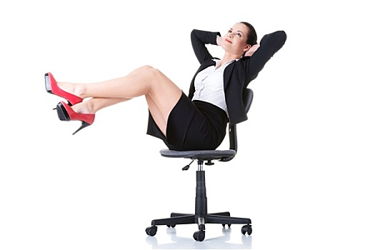 职业女性,坐,椅子,抬腿