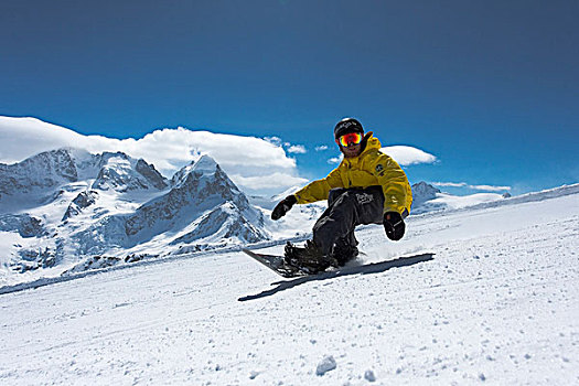 滑雪板玩家,山丘,后面,瑞士,欧洲